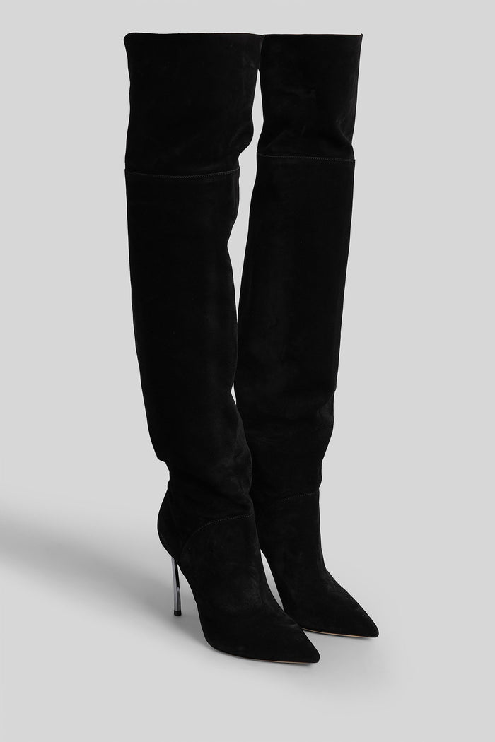 Blade Corsaro High Heels Boots Black Suede Scarpe