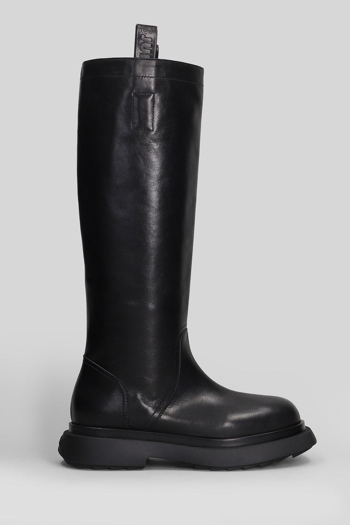 Genny 010 Low Heels Boots In Black Leather Scarpe