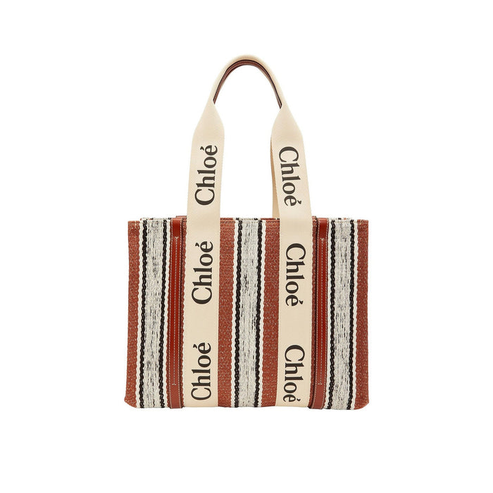 Chloe Medium Woody Tote Bag Brown Linen