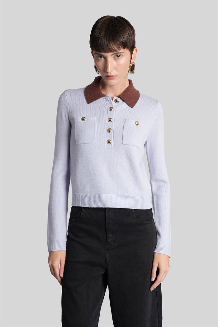 Polo In Cyan Wool Abbigliamento