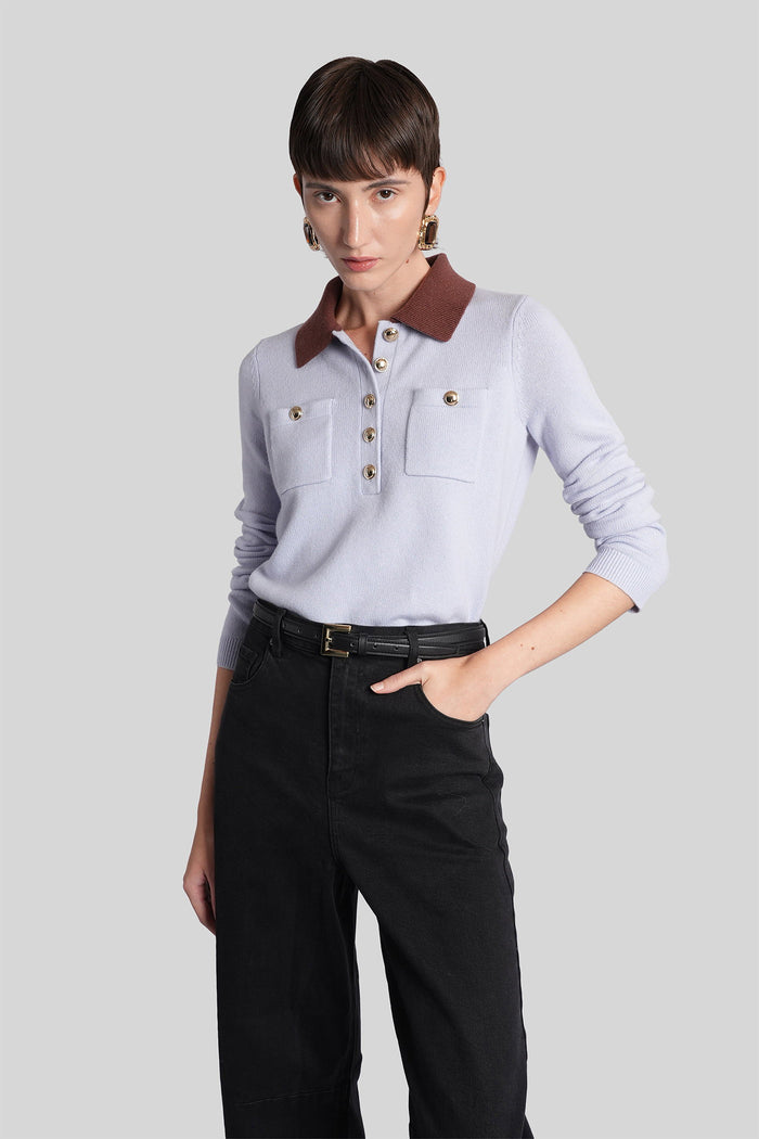 Polo In Cyan Wool Abbigliamento