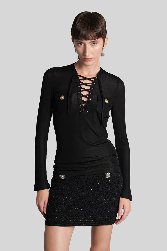 Knitwear in black viscose Abbigliamento