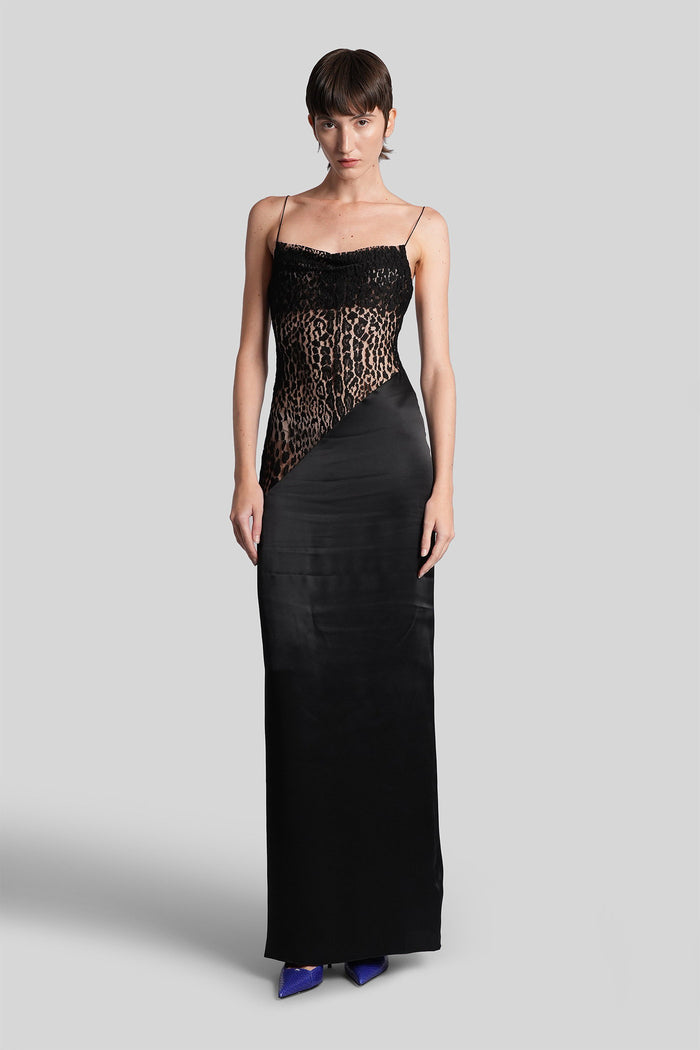 Long dress in black viscose Abbigliamento
