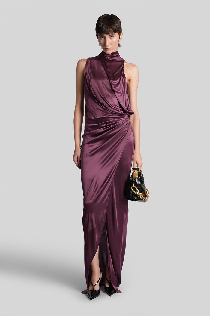 Long dress in Viola viscose Abbigliamento