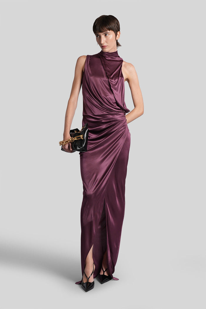 Long dress in Viola viscose Abbigliamento