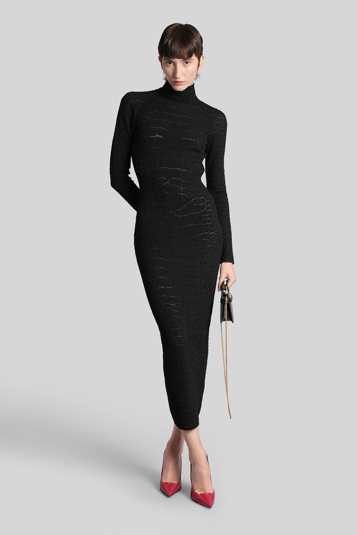 Long dress in black viscose Abbigliamento