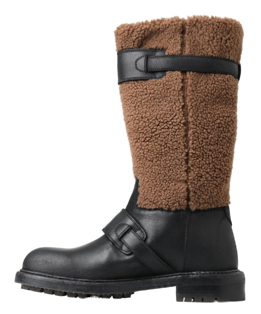 Dolce & Gabbana 47% Shearling boots in black