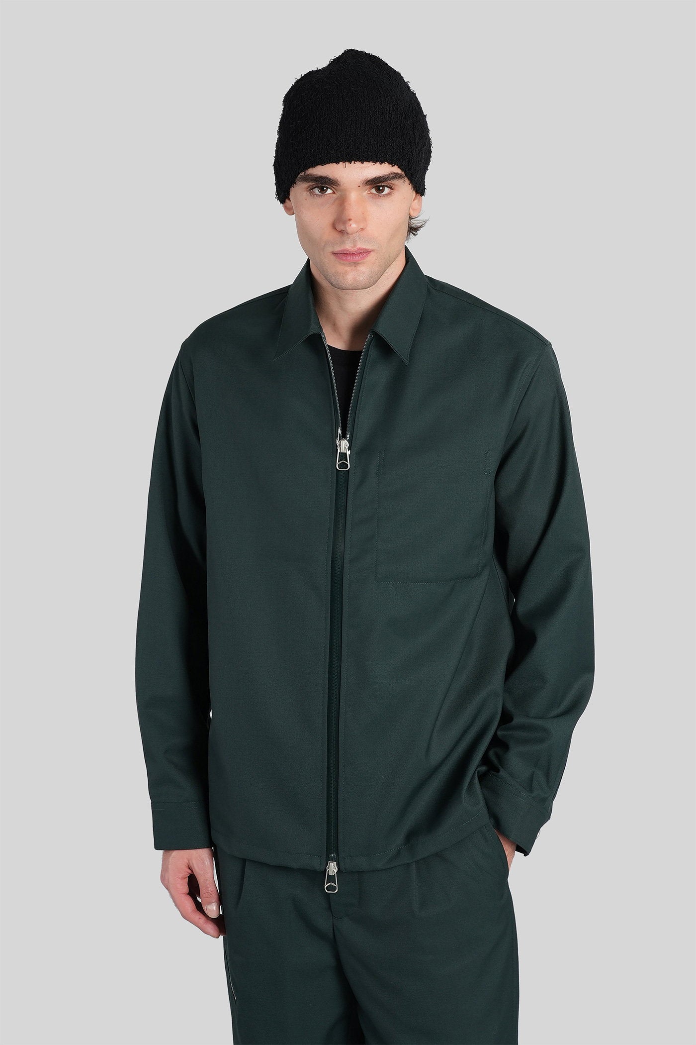 Casual jacket in green wool Abbigliamento
