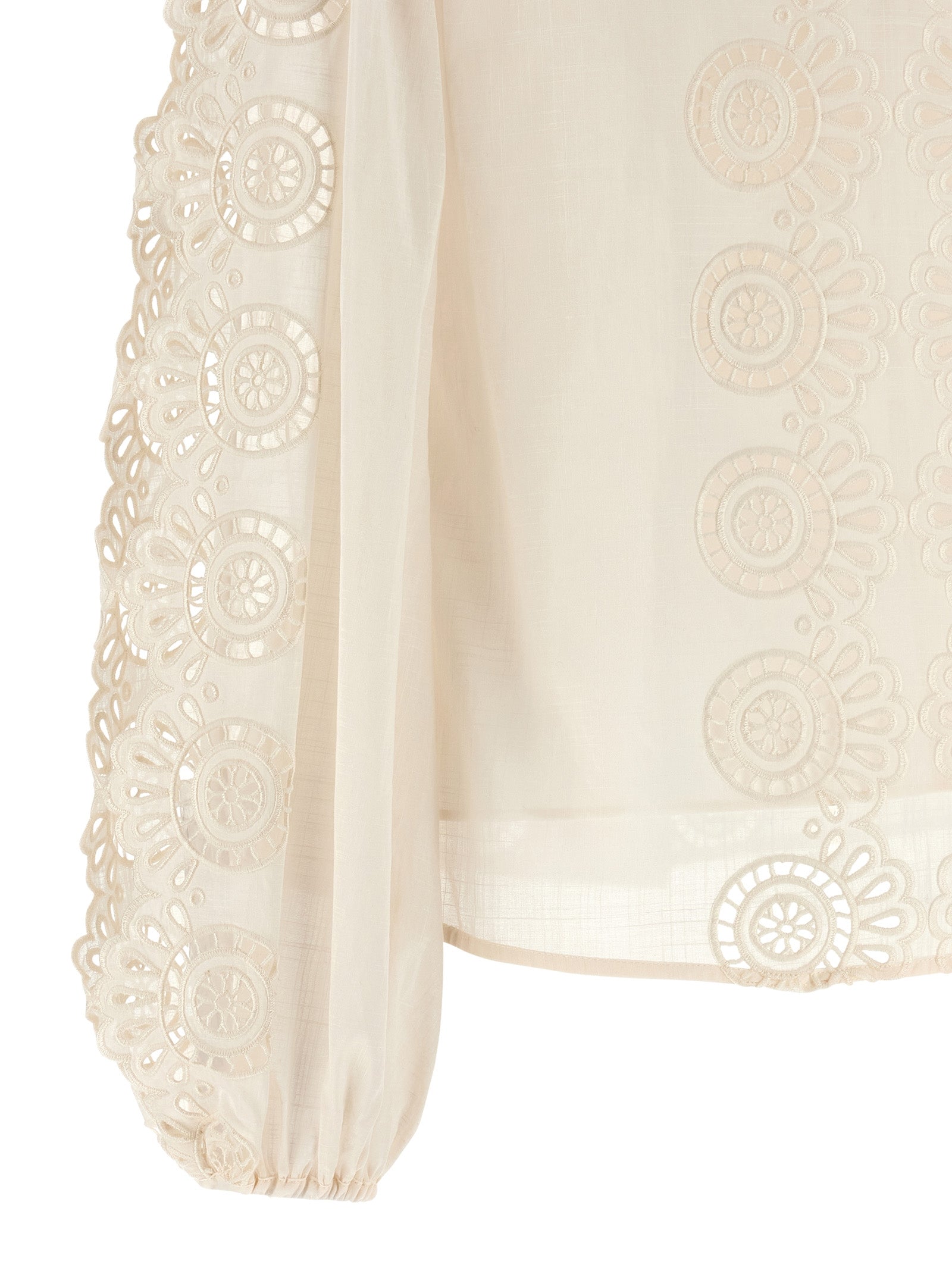 Lucky embroidered blouse White Cotton Shirt