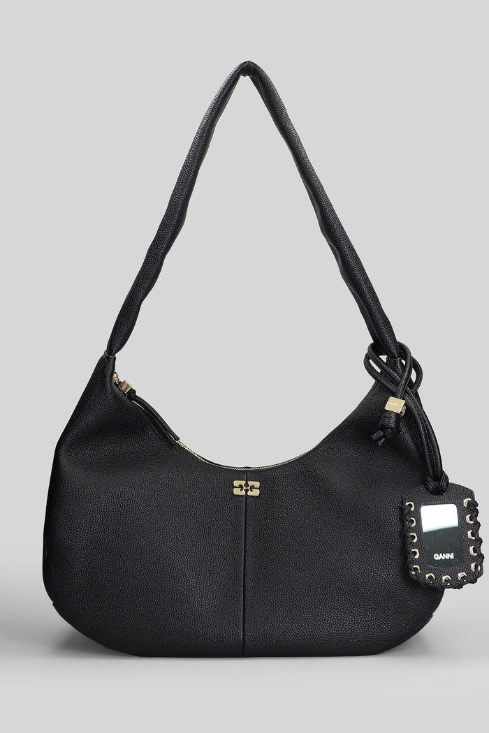 Hobo Medium Grained Shoulder Bag Black Polyester Borse