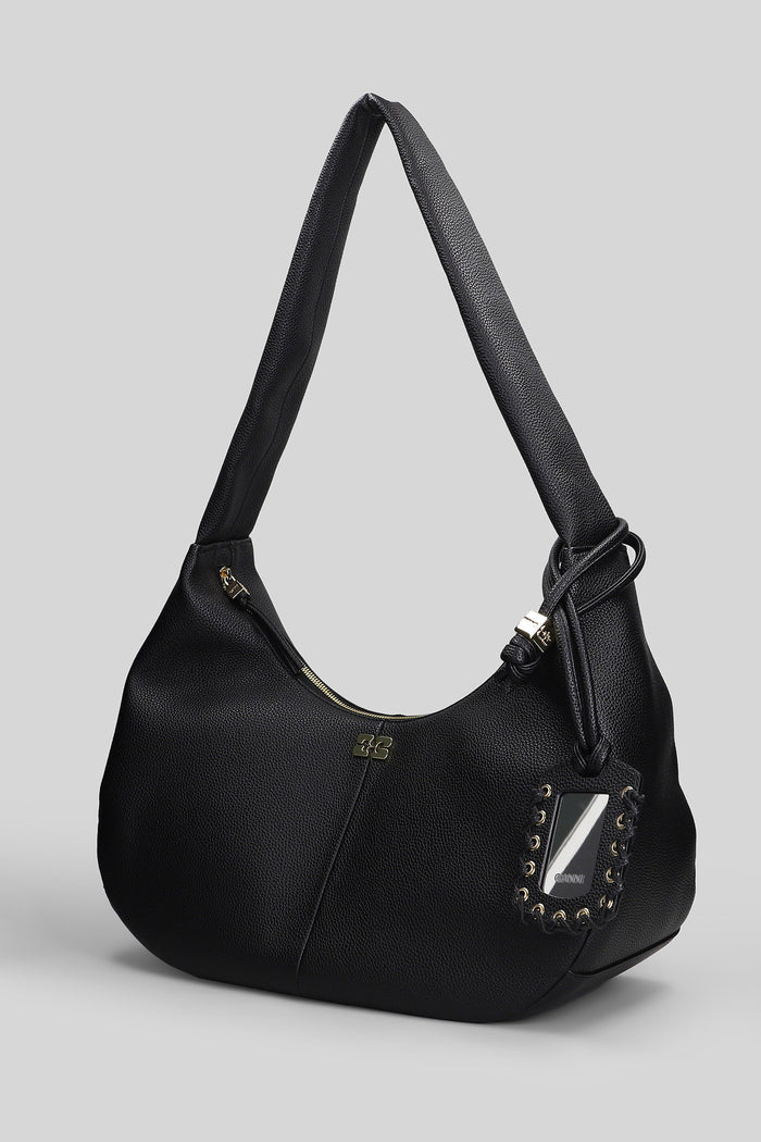 Hobo Medium Grained Shoulder Bag Black Polyester Borse