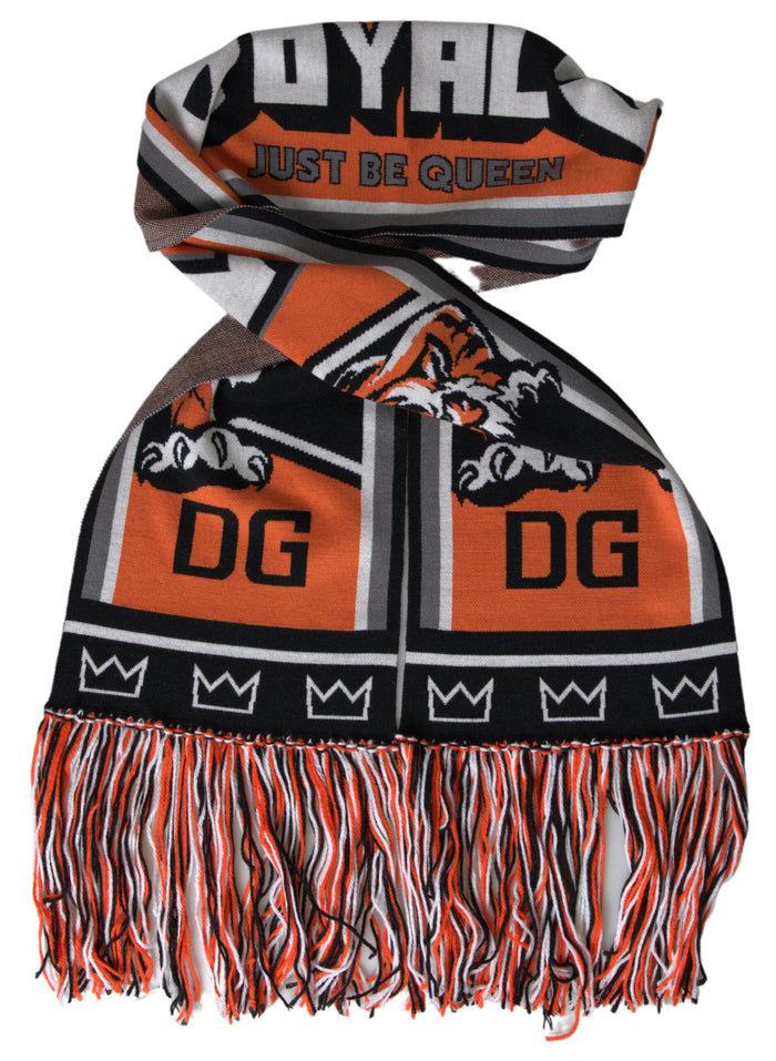 Multicolor Wool Dg Royals Wrap Fringe Scarf Virgin