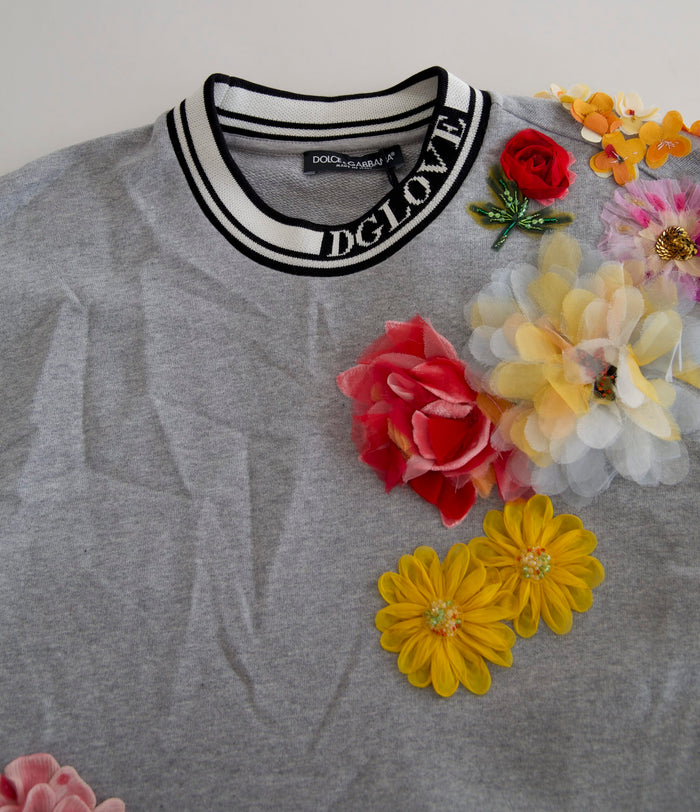 Gray Dg Amore Queen Floral Pullover Sweater Cotton Clothing