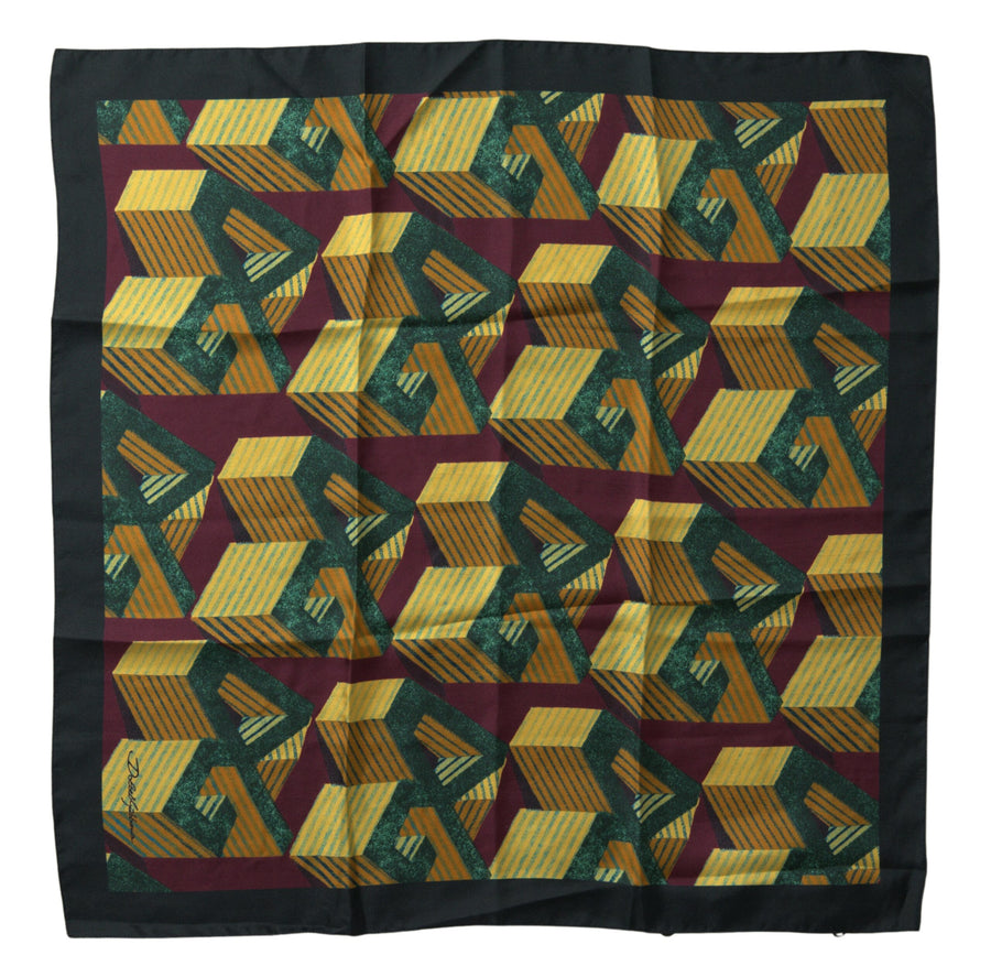 Multicolor Printed Square Handkerchief Scarf Silk