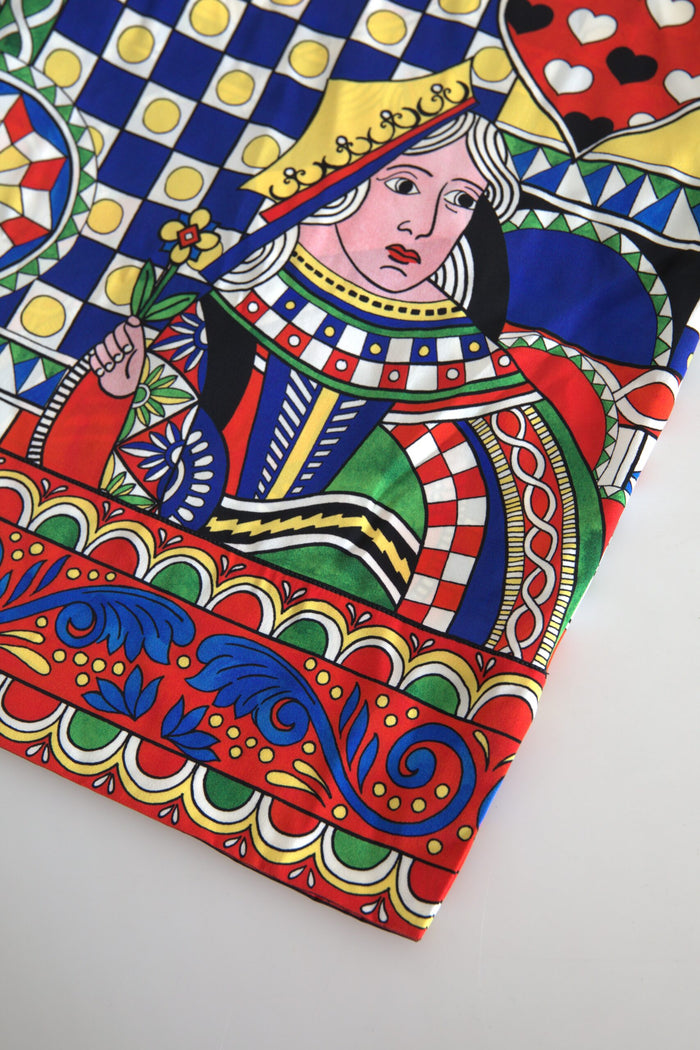 Multicolor Printed Long Sleeves Blouse Top Silk Elastane