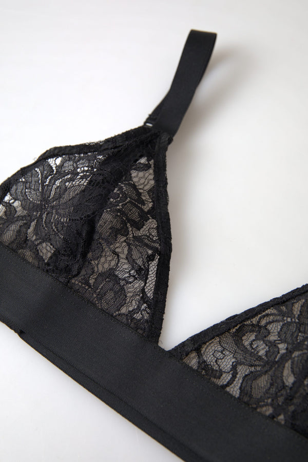 Black Floral Lace Nylon Stretch Bra Underwear Clothing