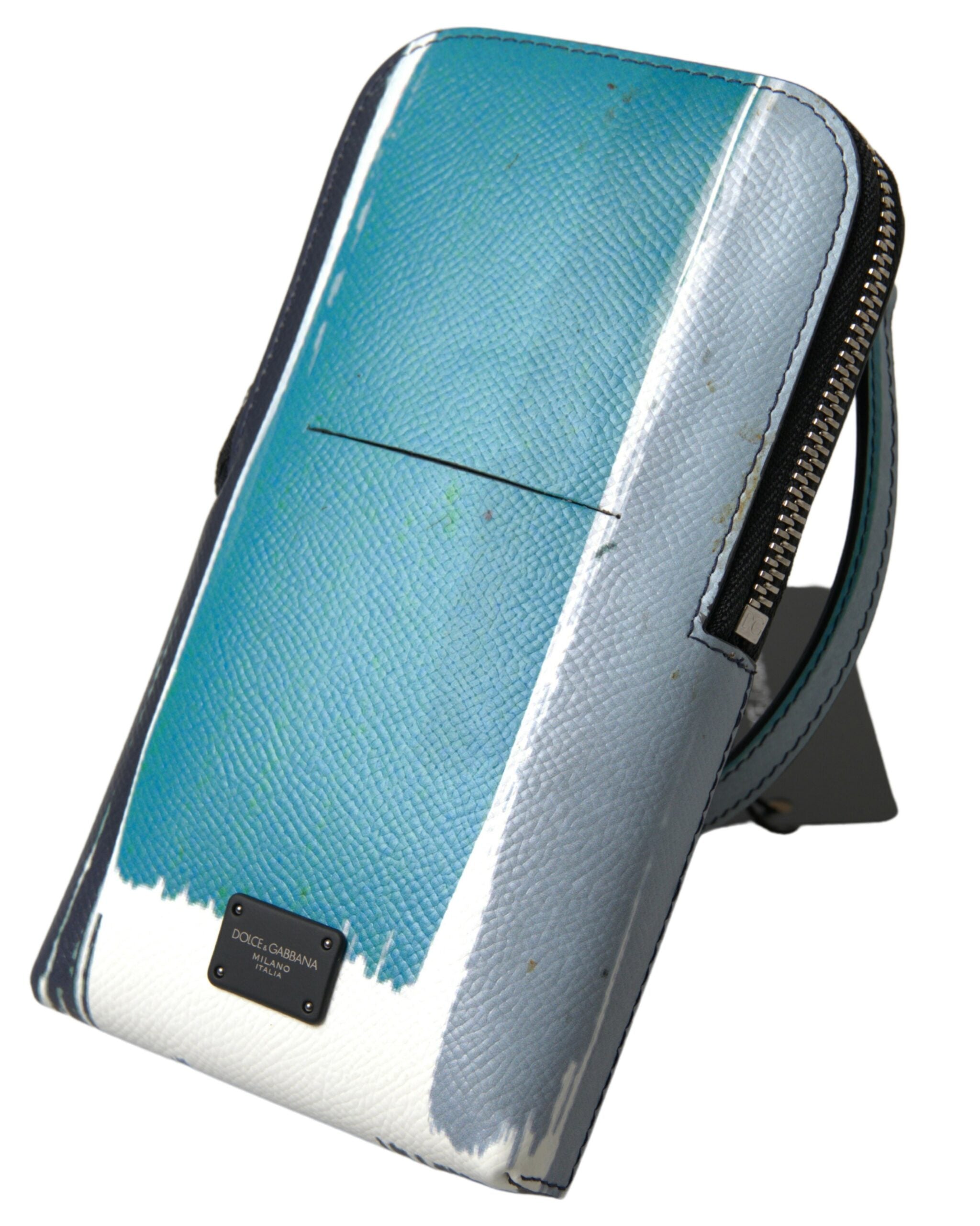 Blue Leather Purse Crossbody Sling Phone Bag Unisex And White