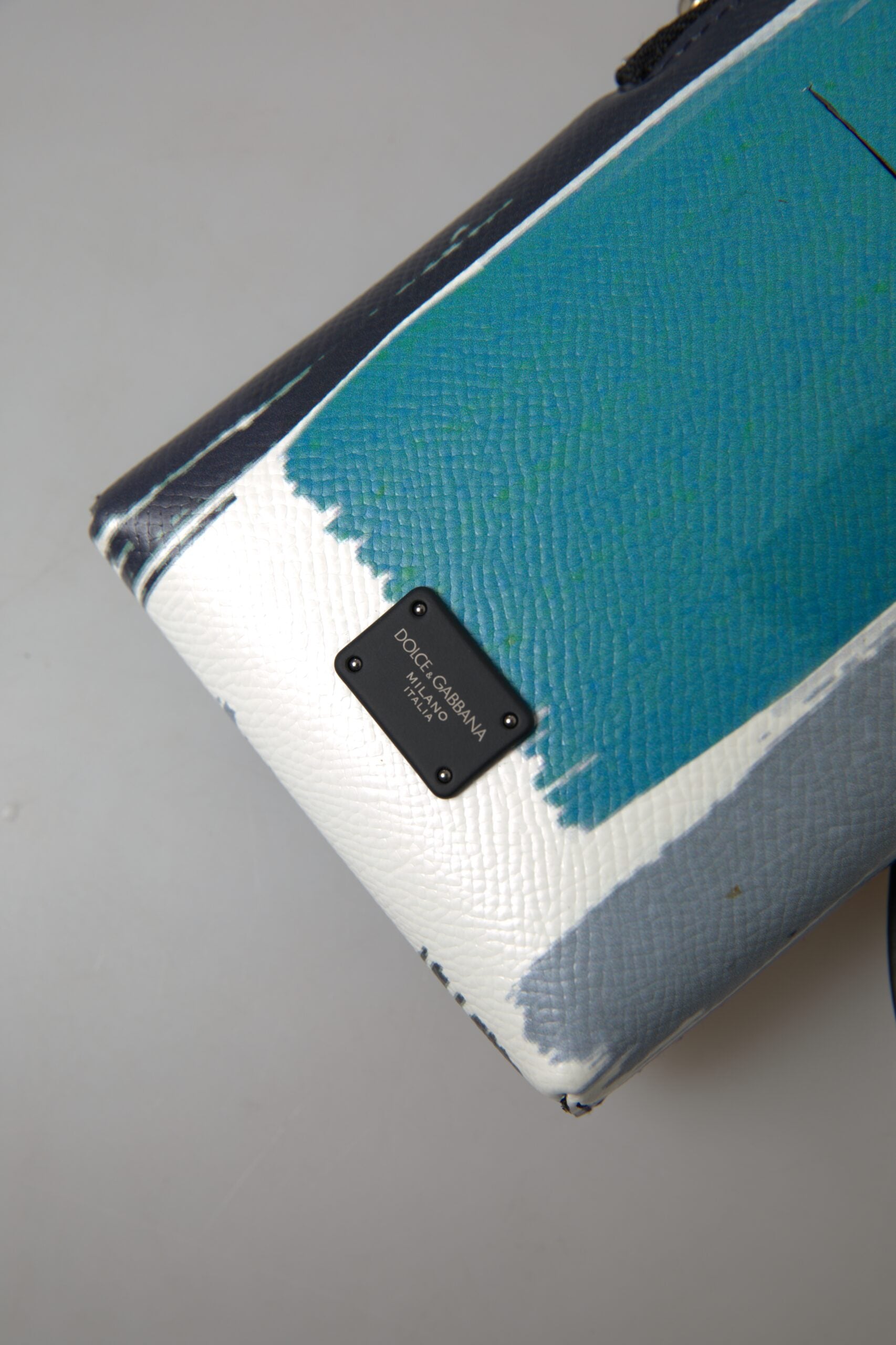 Blue Leather Purse Crossbody Sling Phone Bag Unisex And White