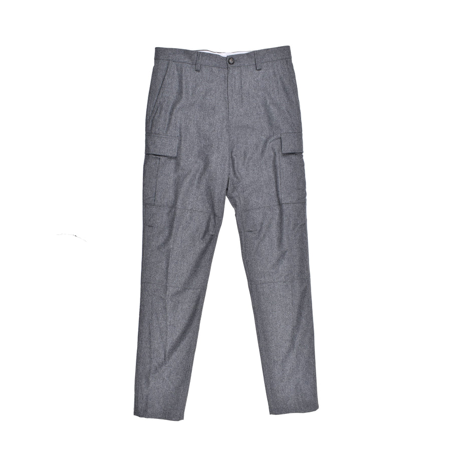 Brunello Cucinelli Mens Grey Virgin Wool Carpenter Trousers Gray