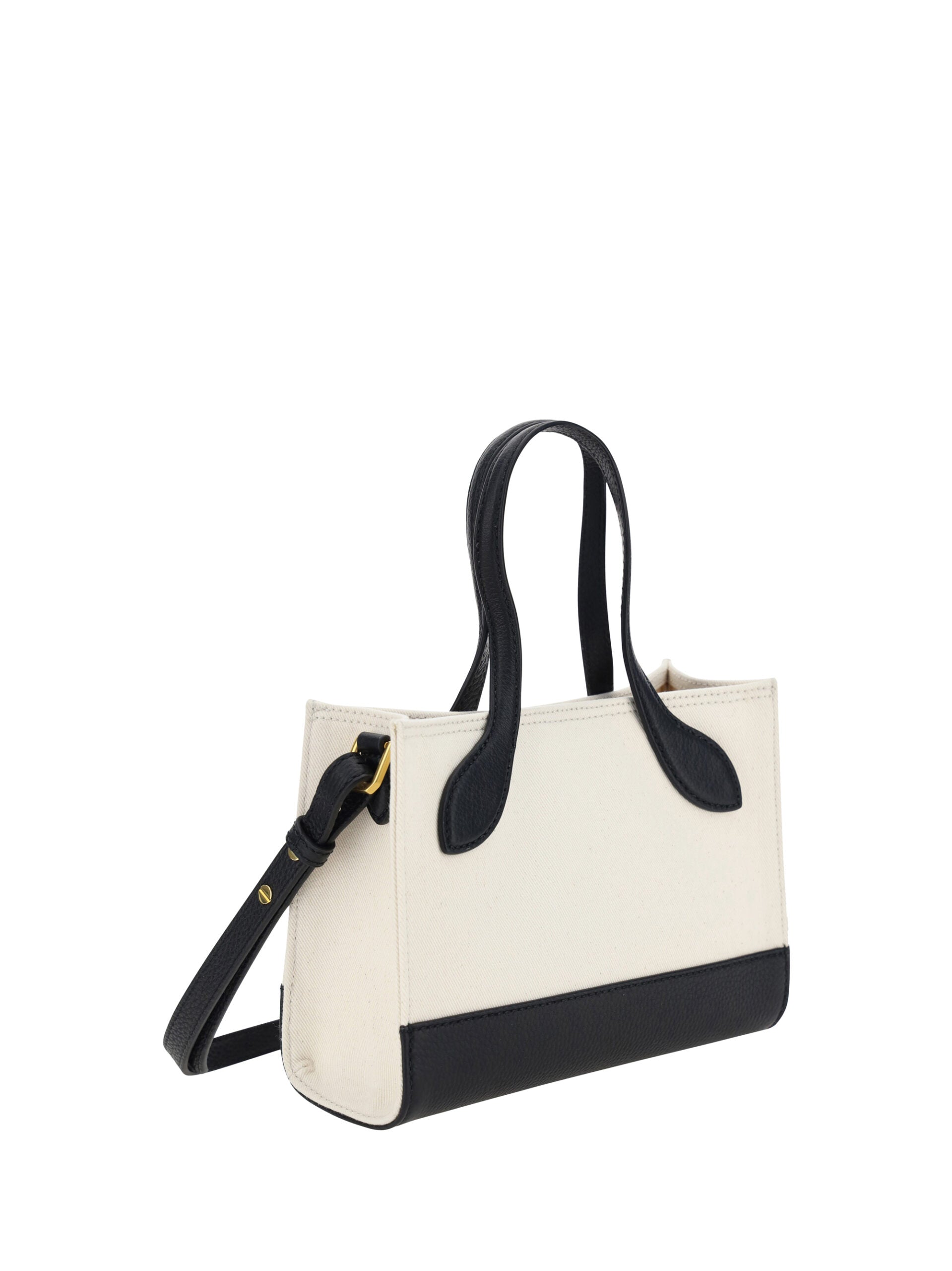 White And Black Leather Mini Handbag Bag