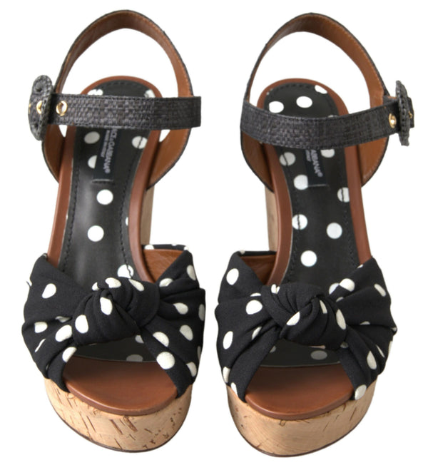 Dolce & Gabbana 18% Cotton wedge sandal in black