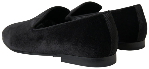 Black Velvet Loafers Formal Shoes Cotton