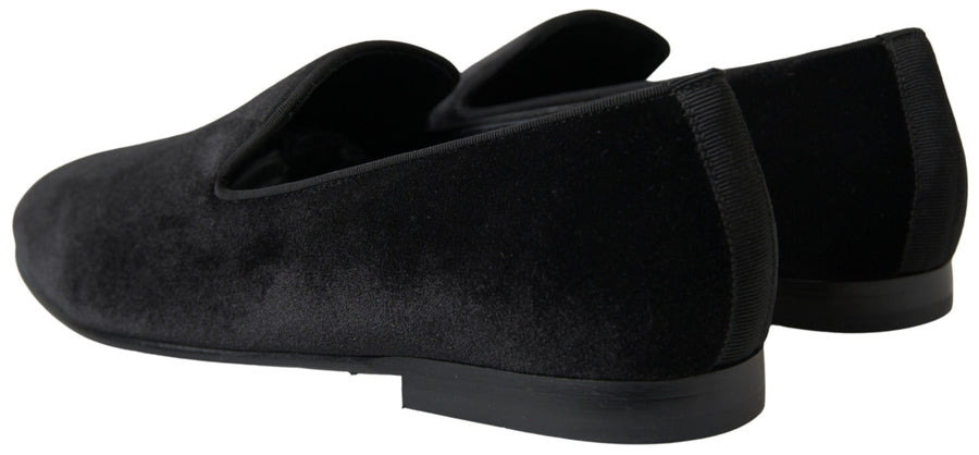 Black Velvet Loafers Formal Shoes Cotton