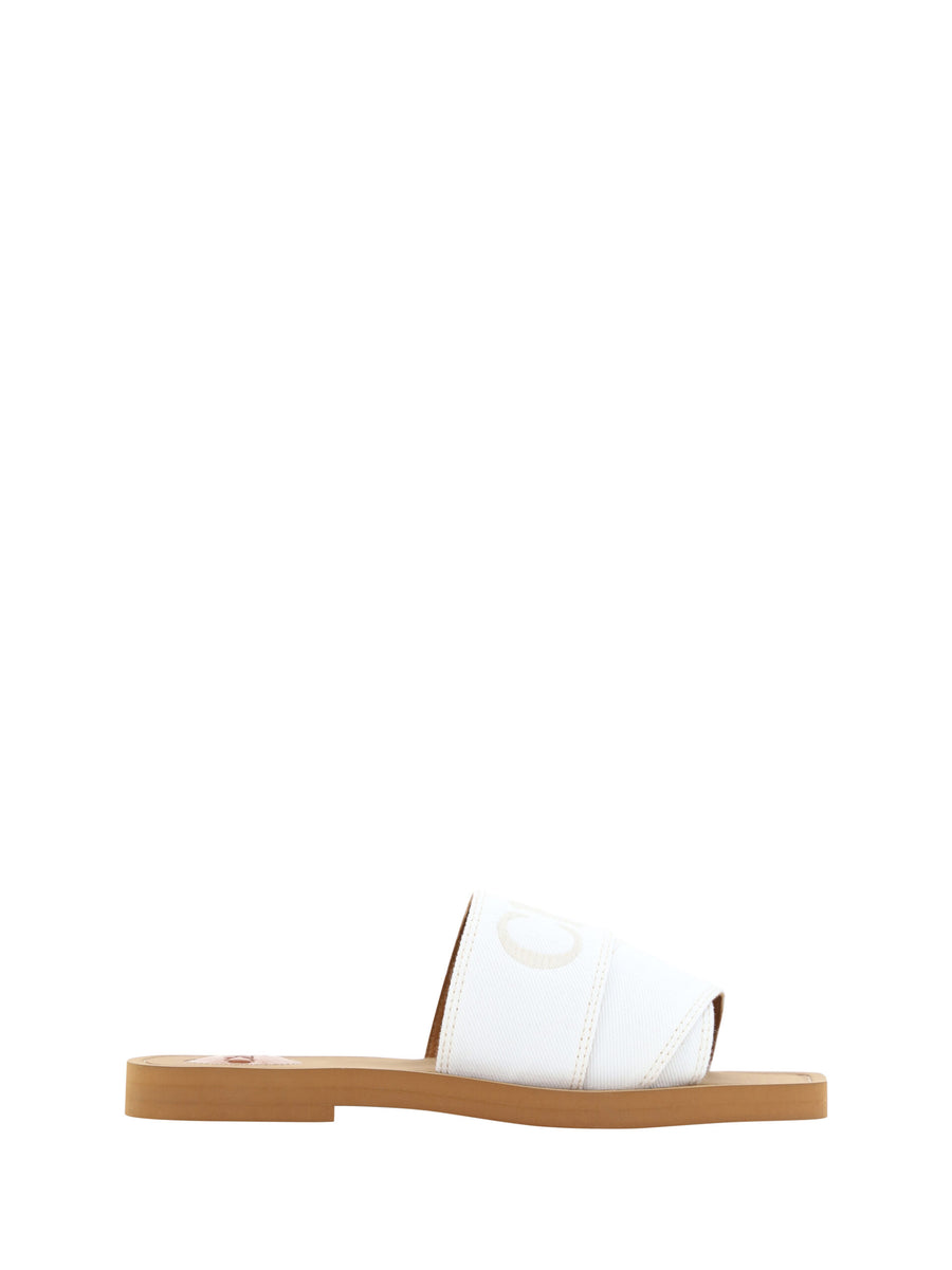 Chloé 100% Cotton and rubber sandals in white
