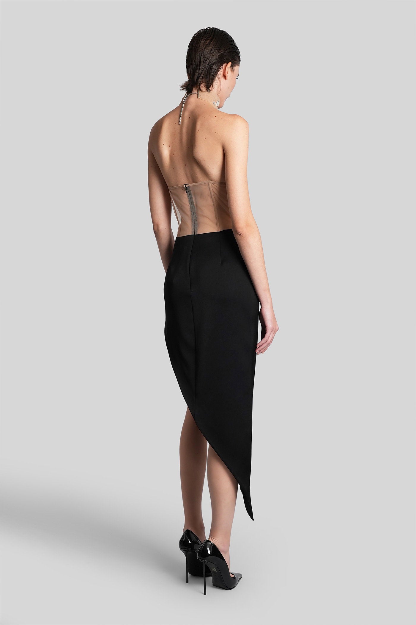 Long dress in black Triacetate Abbigliamento