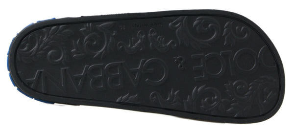 Dolce & Gabbana 100% Leather top slide sandals in black