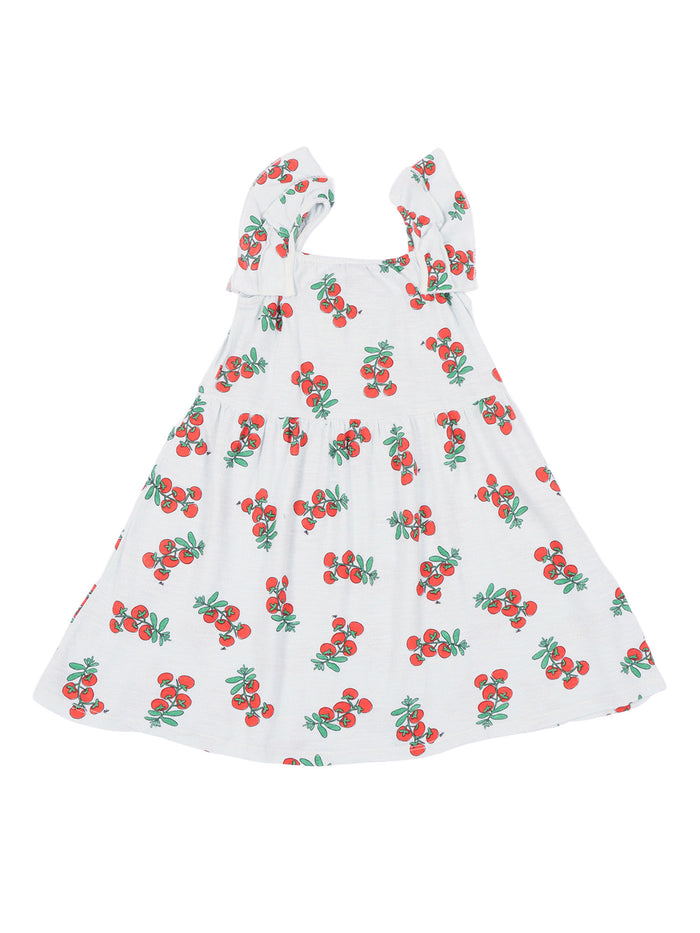 Juicy Tomatoes All Over Ruffled Dress White Organic Cotton
