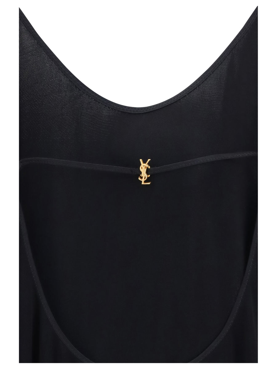 Dress Cassandre Open-Back Ribbed-Knit Black Viscose