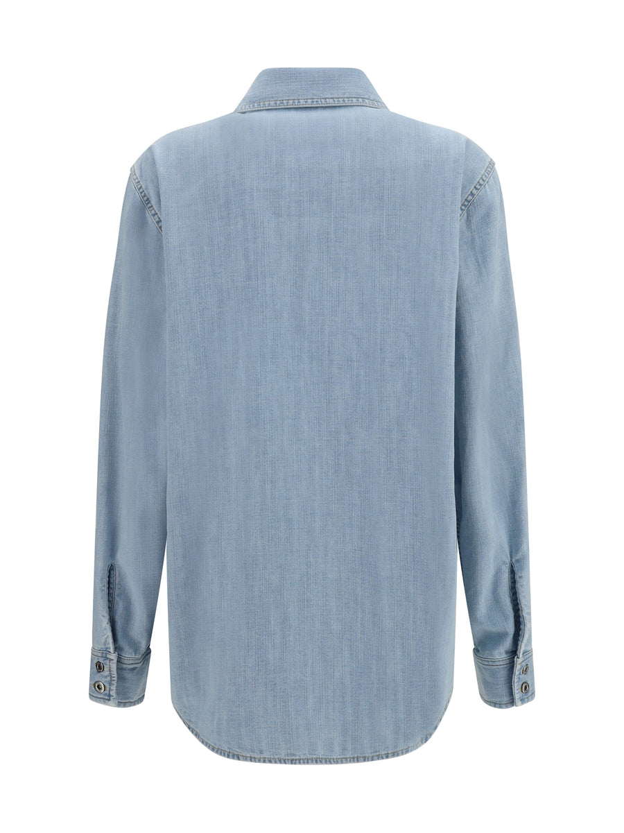 Denim Shirt Sky Bleached Light Bleach Cotton