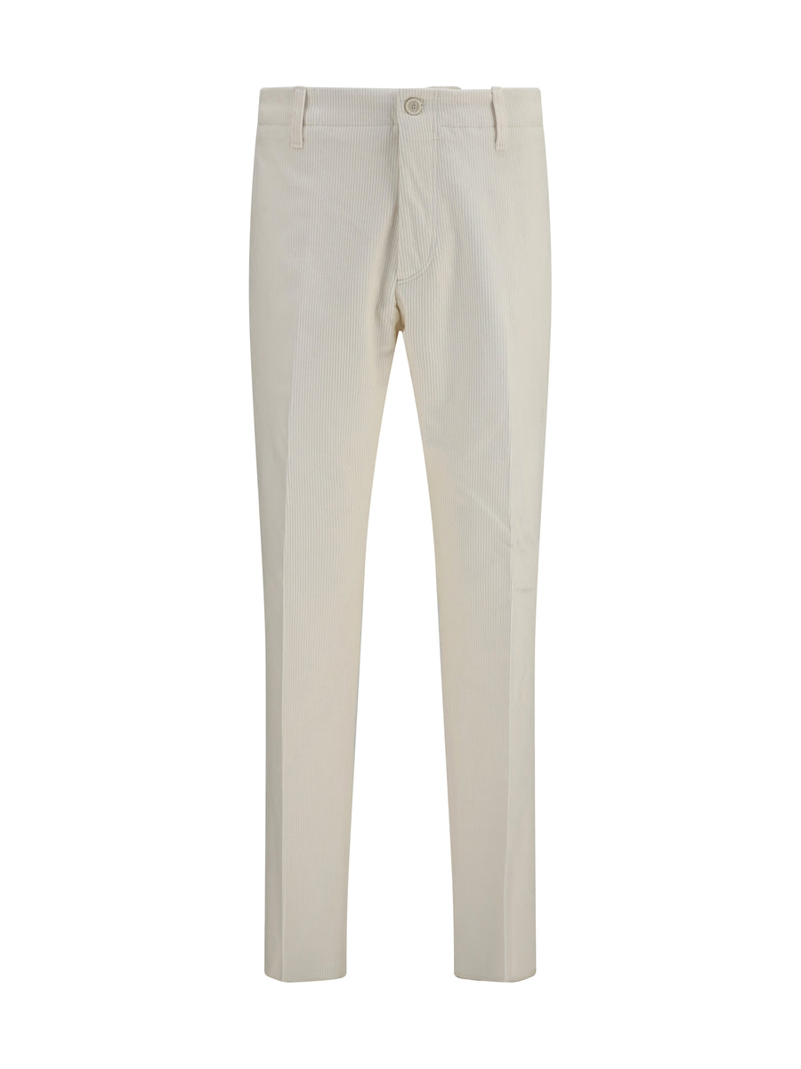 Pants Ribbed Viscose Beige Trousers