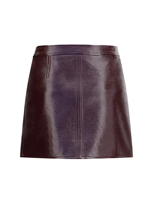 Mini Vinyl Skirt Burnt Red Cotton