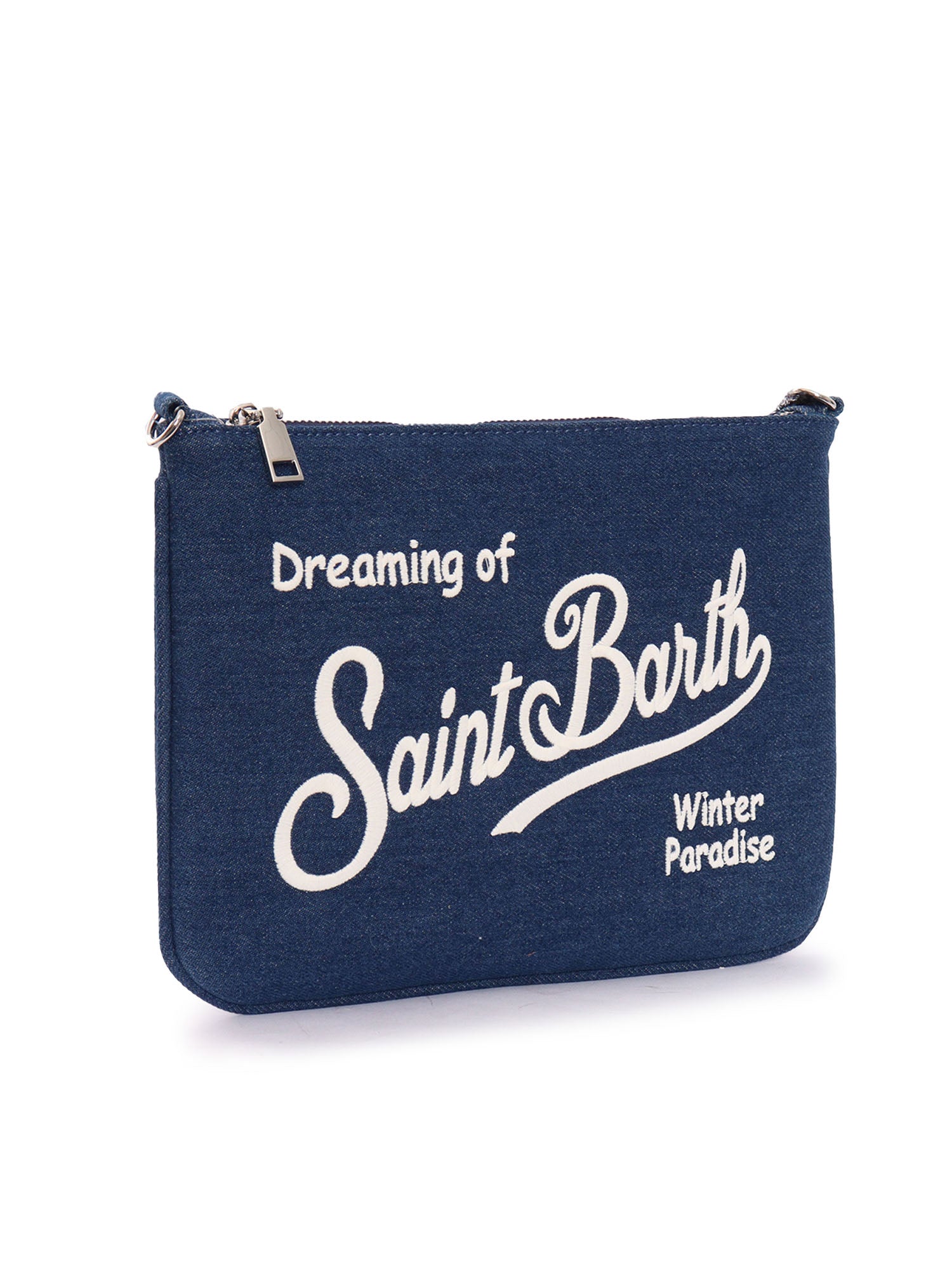 Parisienne Denim-Denim Emb Blue Cotton Polyester Clutch Bags