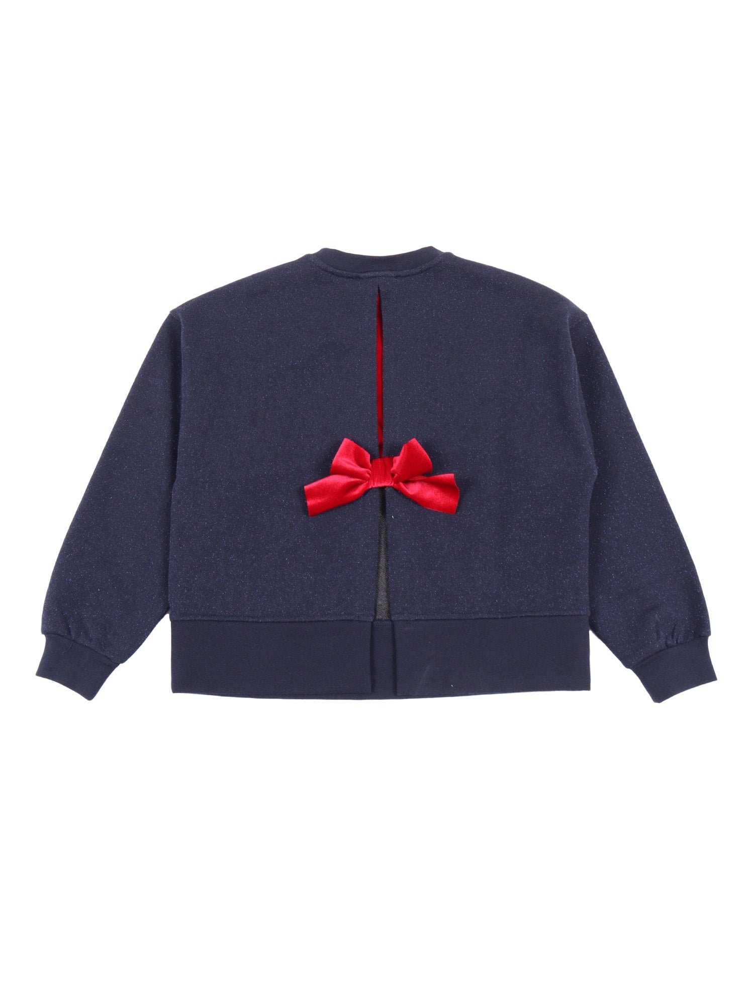 Crew Neck Sweatshirt Blue Cotton Metallic Fibre