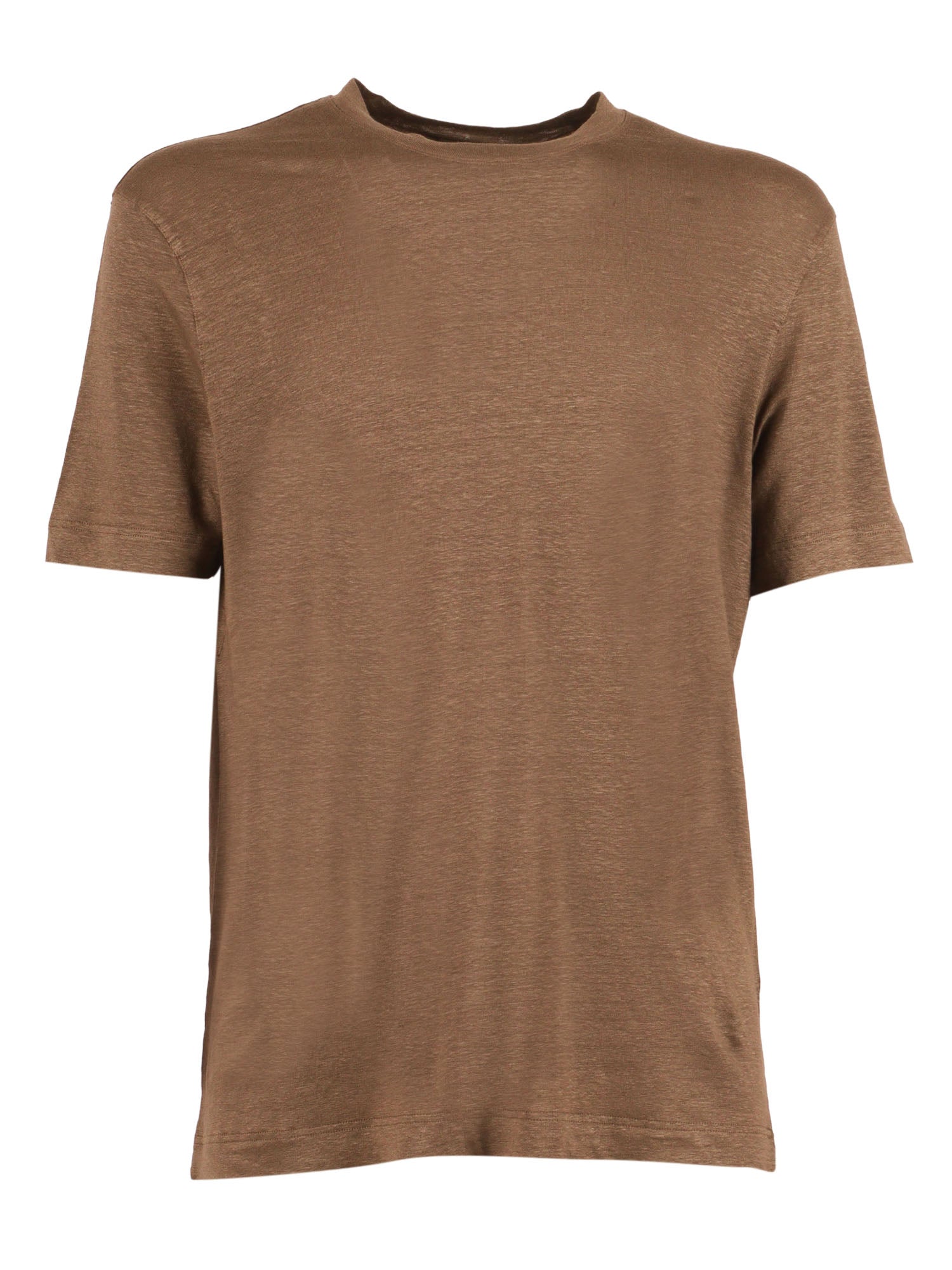 Short Sleeve T-Shirt Tortora Linen Elastane Sleeves