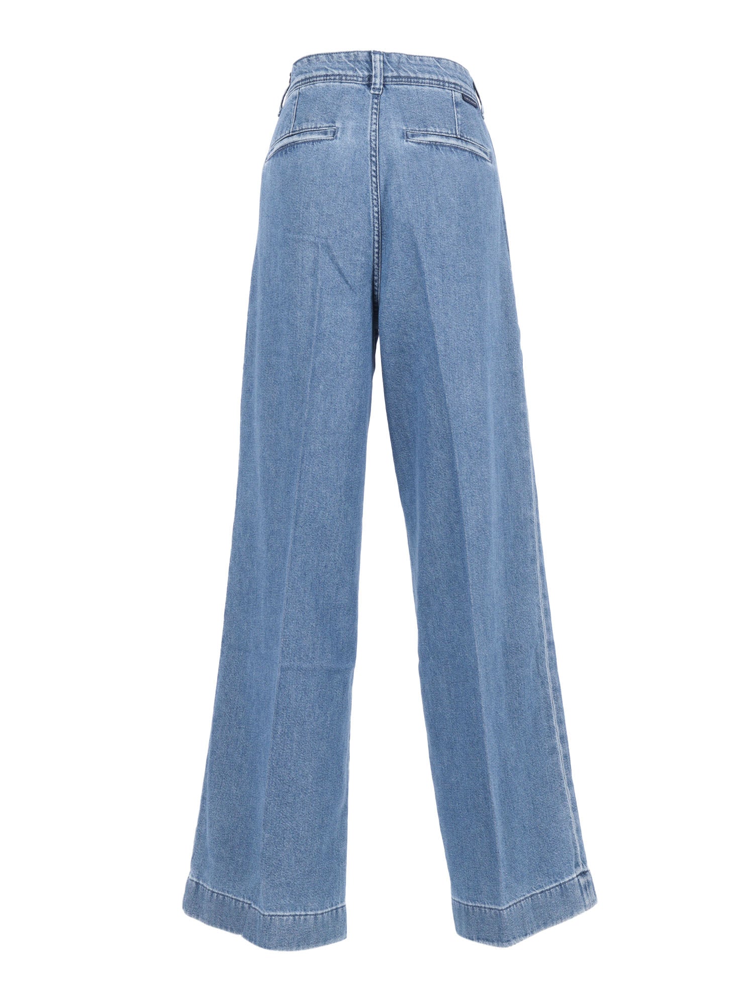 Pleated Trouser Hilo Blue Cotton Lyocell Jean
