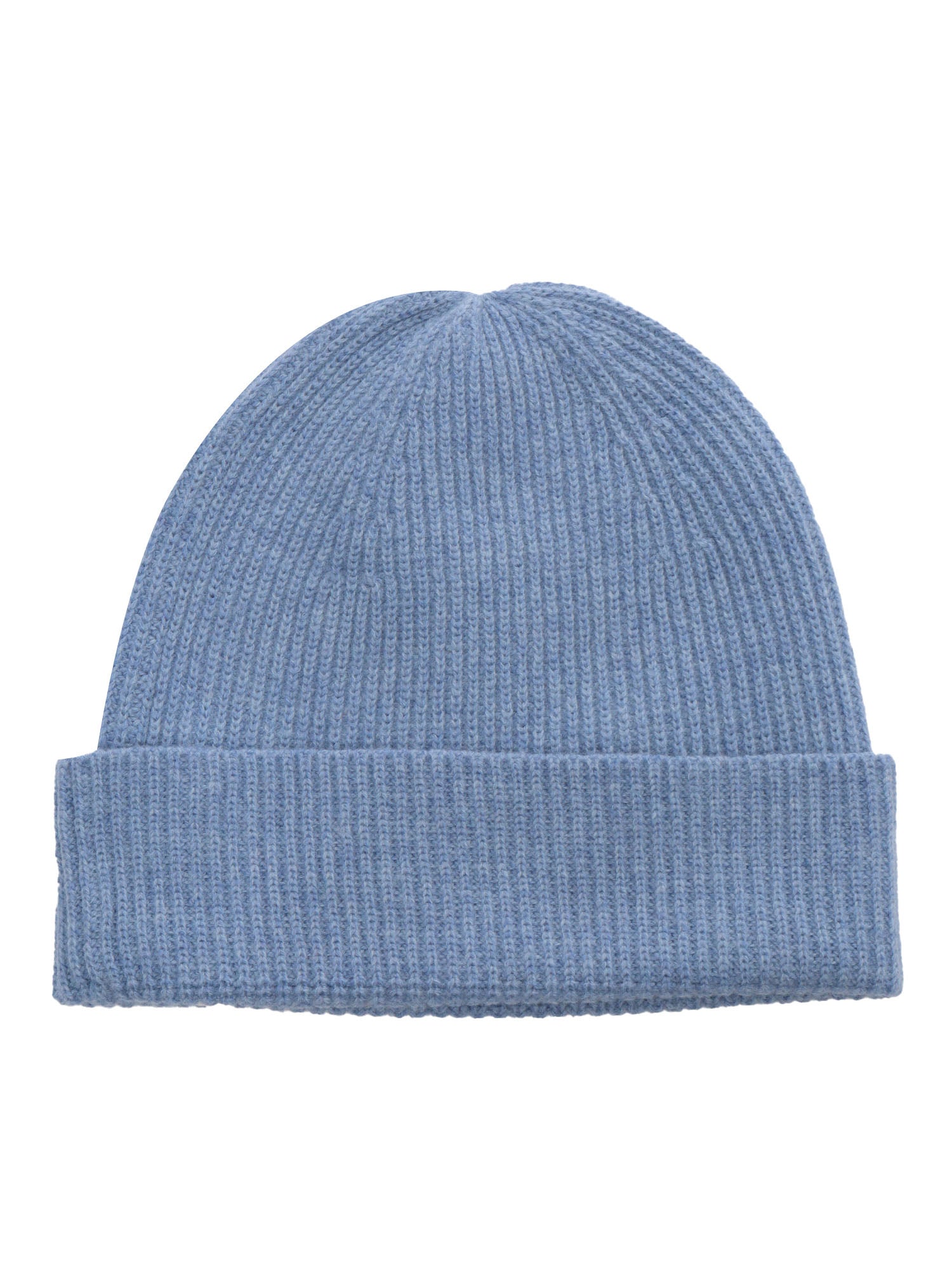 Ribbed Beanie Light Blue Wool Hat