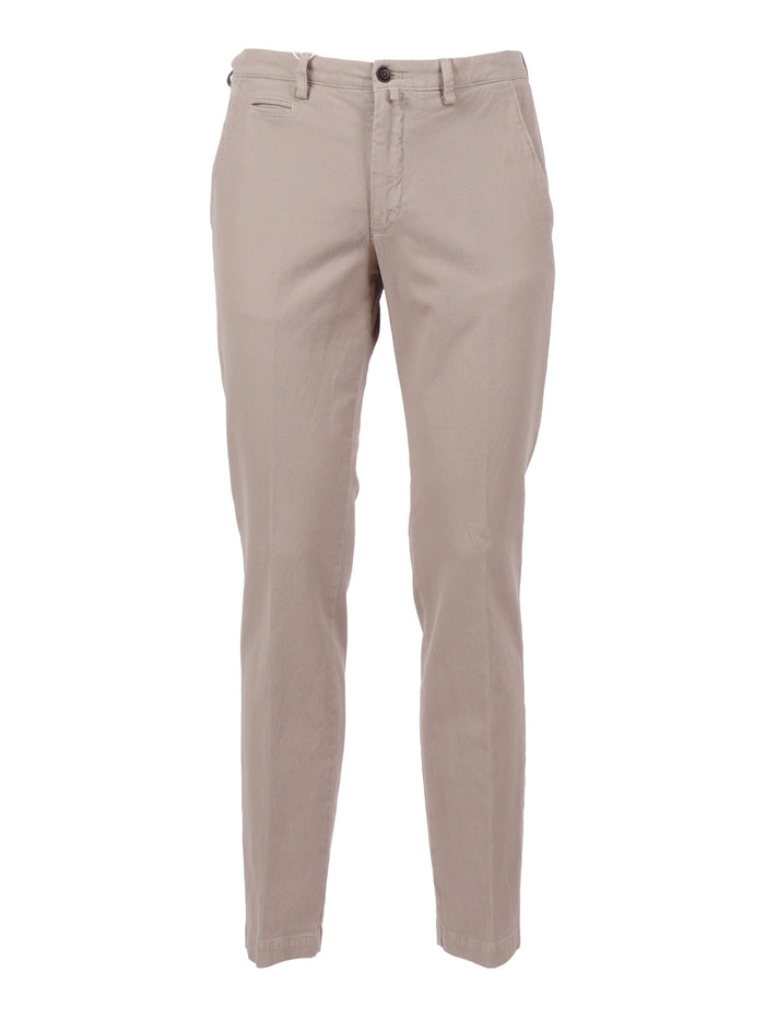 TROUSERS Beige Cotton Linen Elastane Pant
