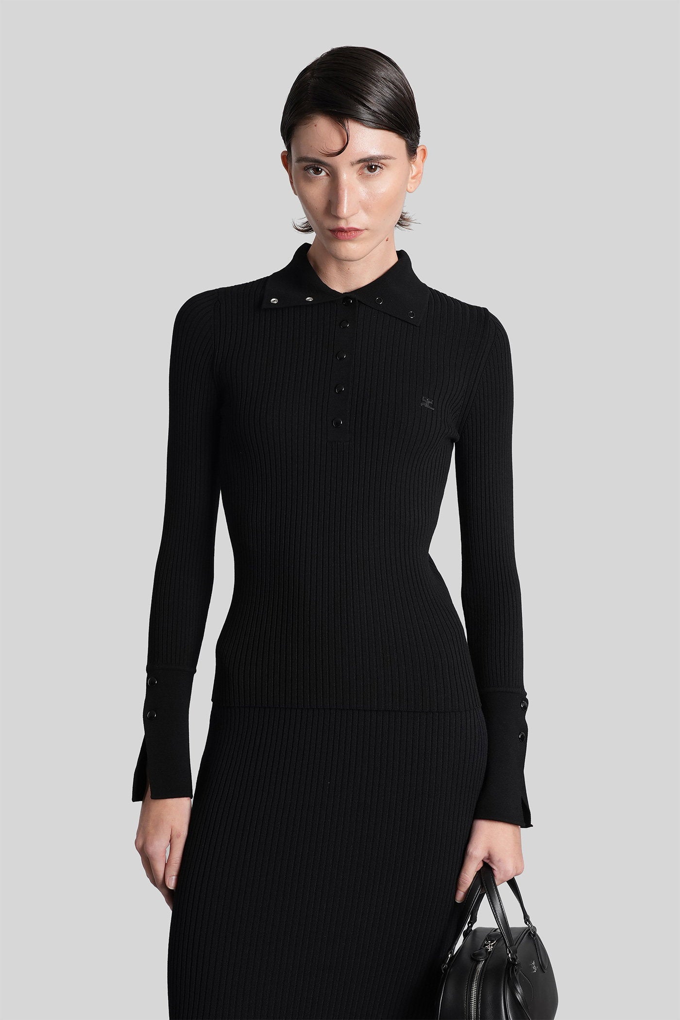 Polo in black viscose Abbigliamento