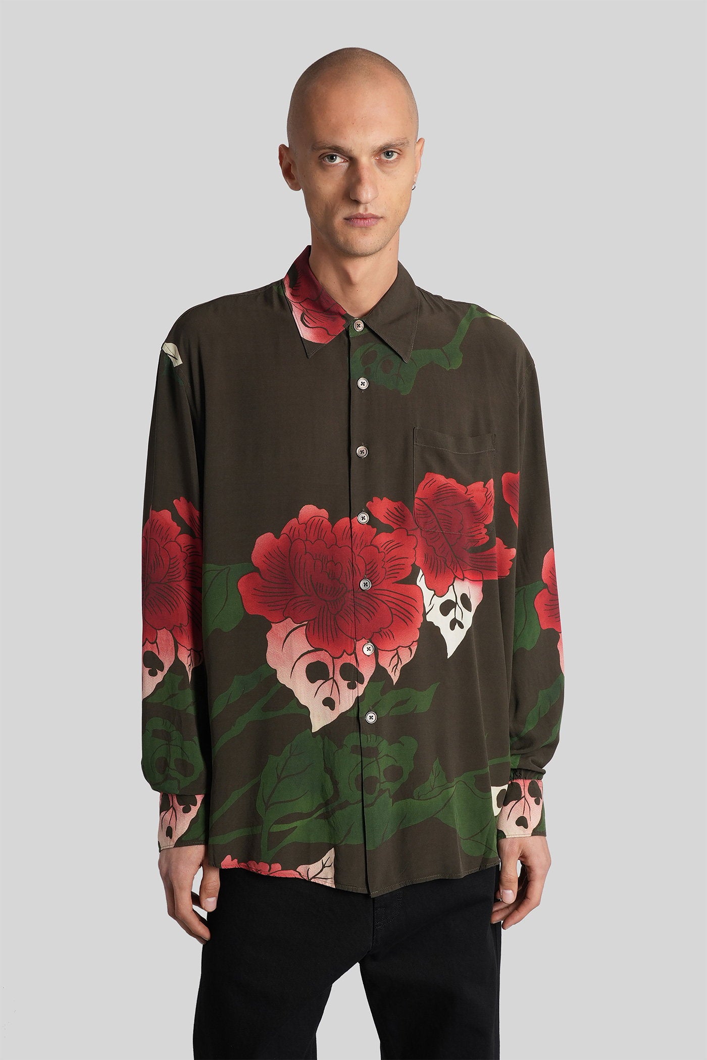 Shirt In Green Rayon Abbigliamento