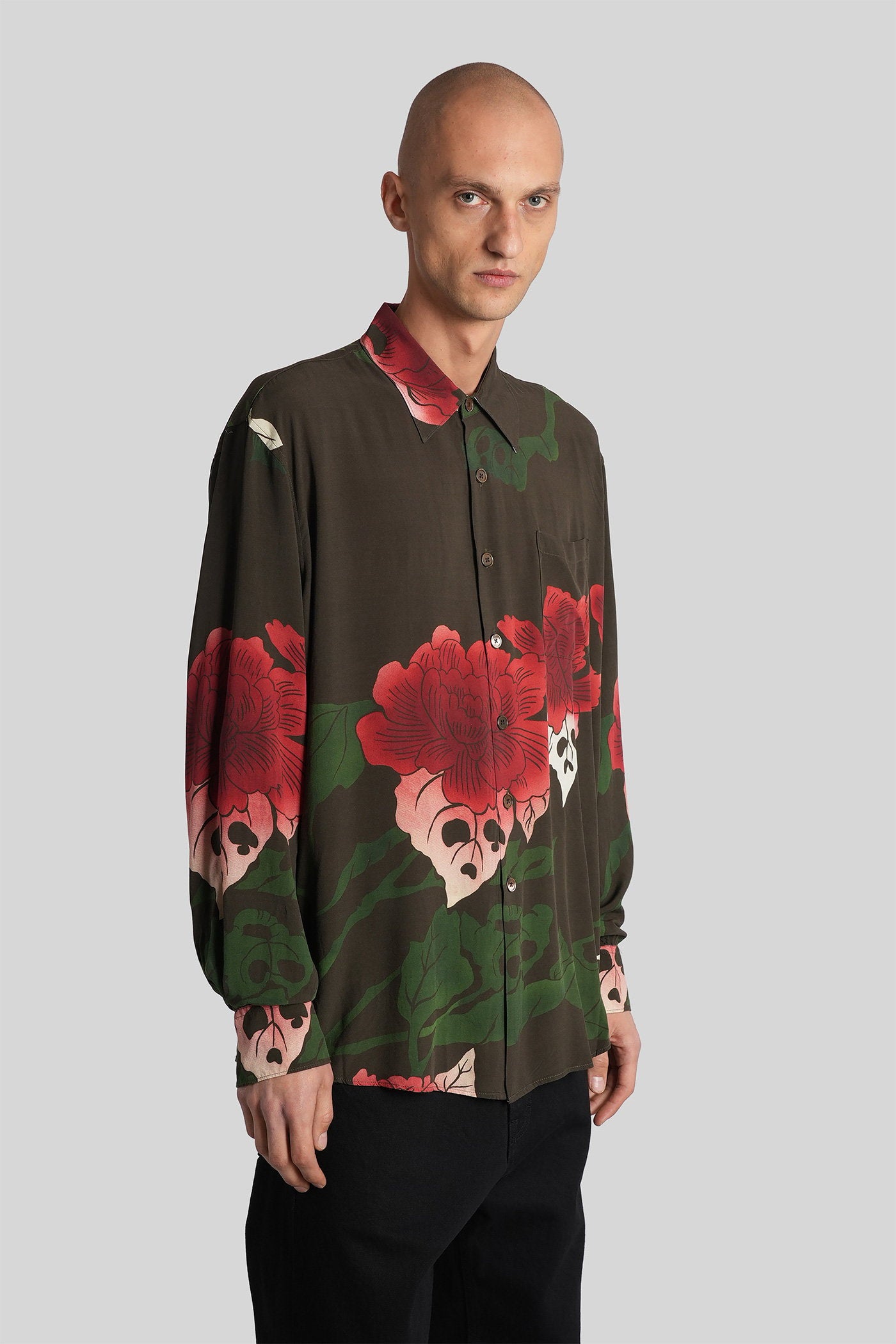 Shirt In Green Rayon Abbigliamento