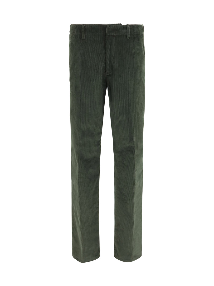 Corduroy Pants Roma Moss Green Cotton Trousers