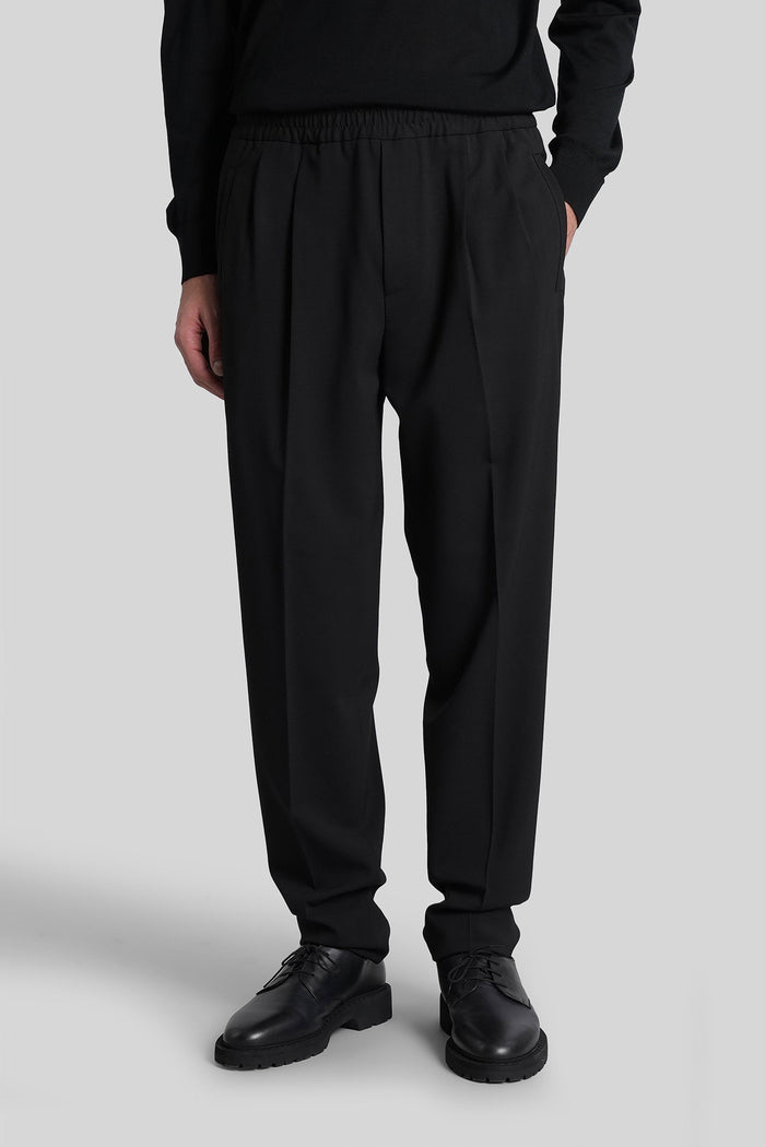 Pants in black polyester Abbigliamento