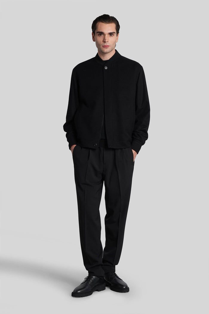 Pants in black polyester Abbigliamento