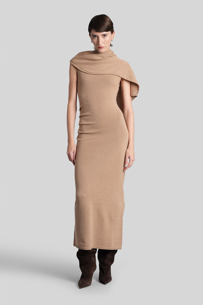 Hathaway Long dress in Camel wool Abbigliamento