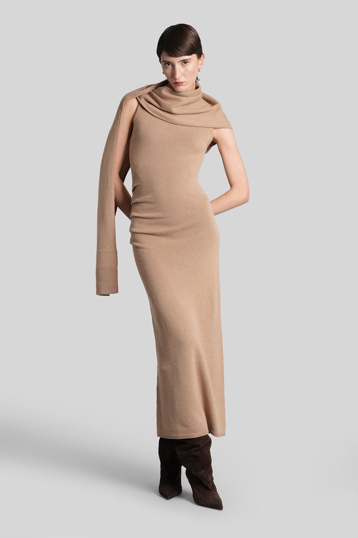 Hathaway Long dress in Camel wool Abbigliamento