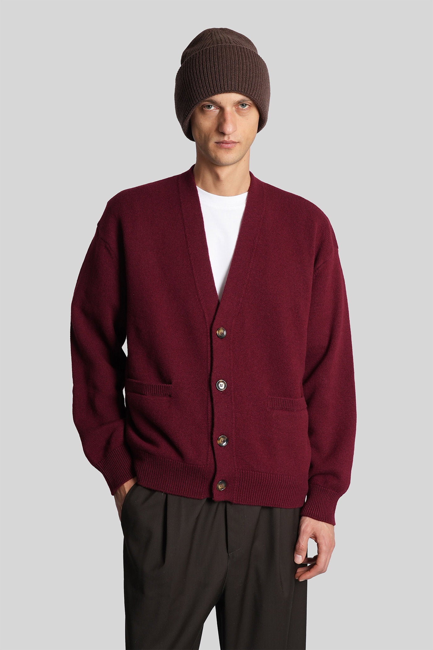 Cardigan in bordeaux wool Abbigliamento